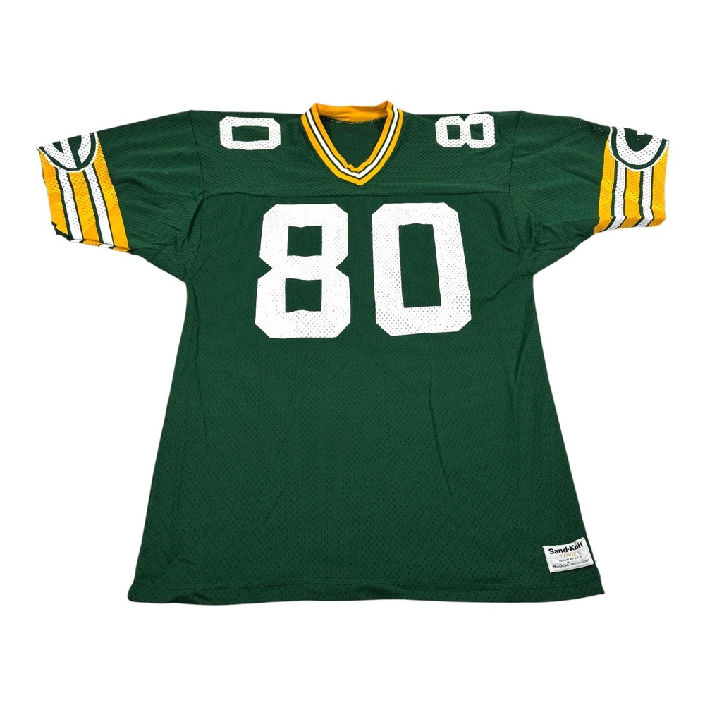 Vintage Green Bay Packers Football Jersey Mens L Green NFL Lofton 80 Sand-Knit